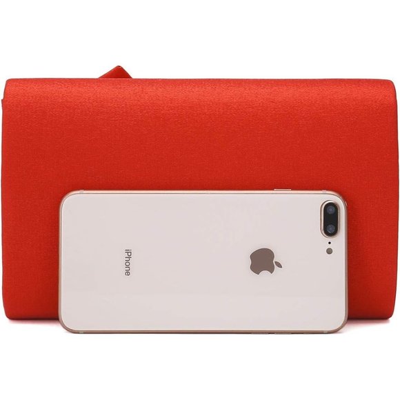 Women Satin Shimmering Bow Flap Formal Party Evening Clutch - Picture 3 of 7